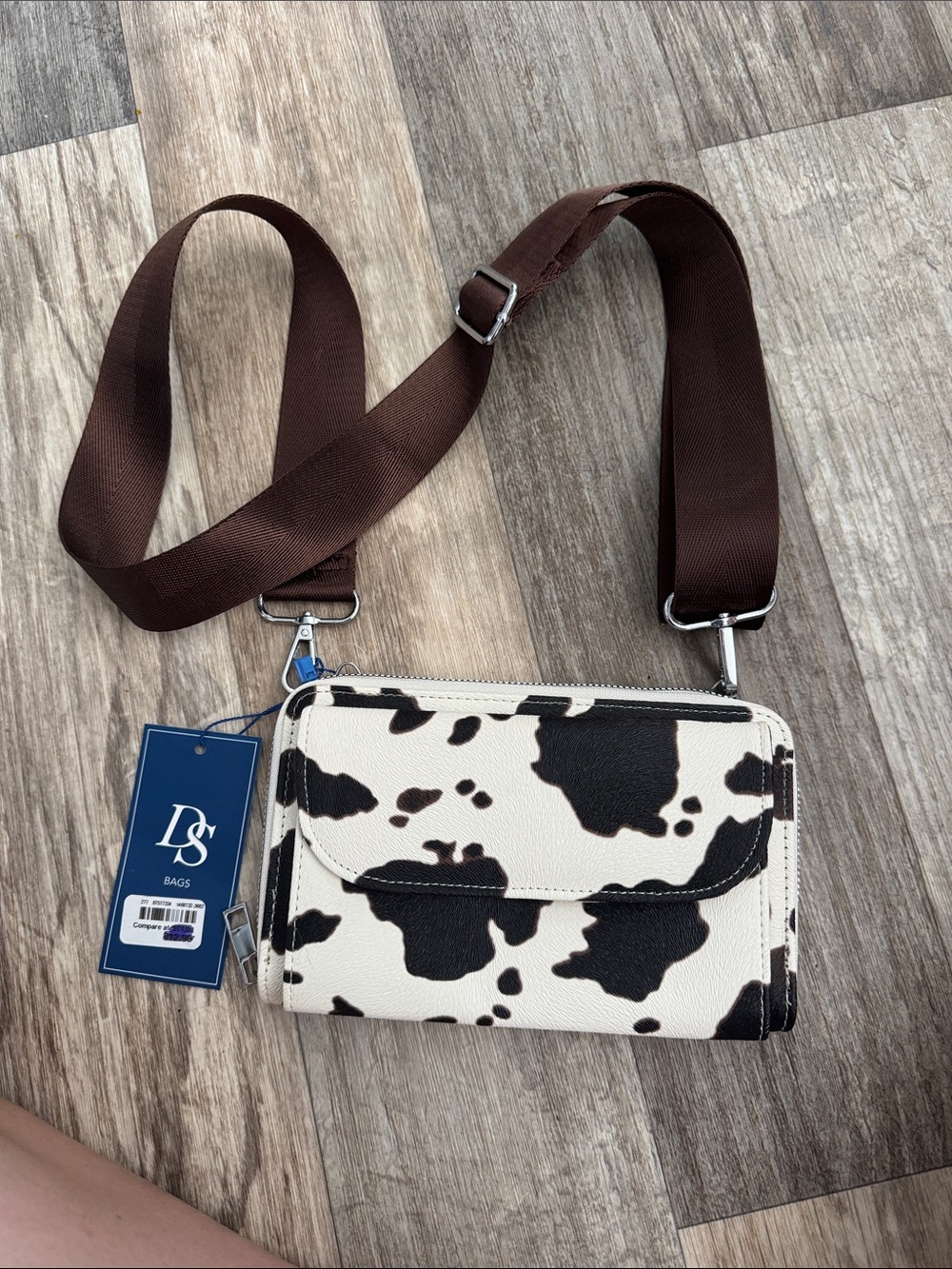 Cow Print Crossbody Wallet - Black & White